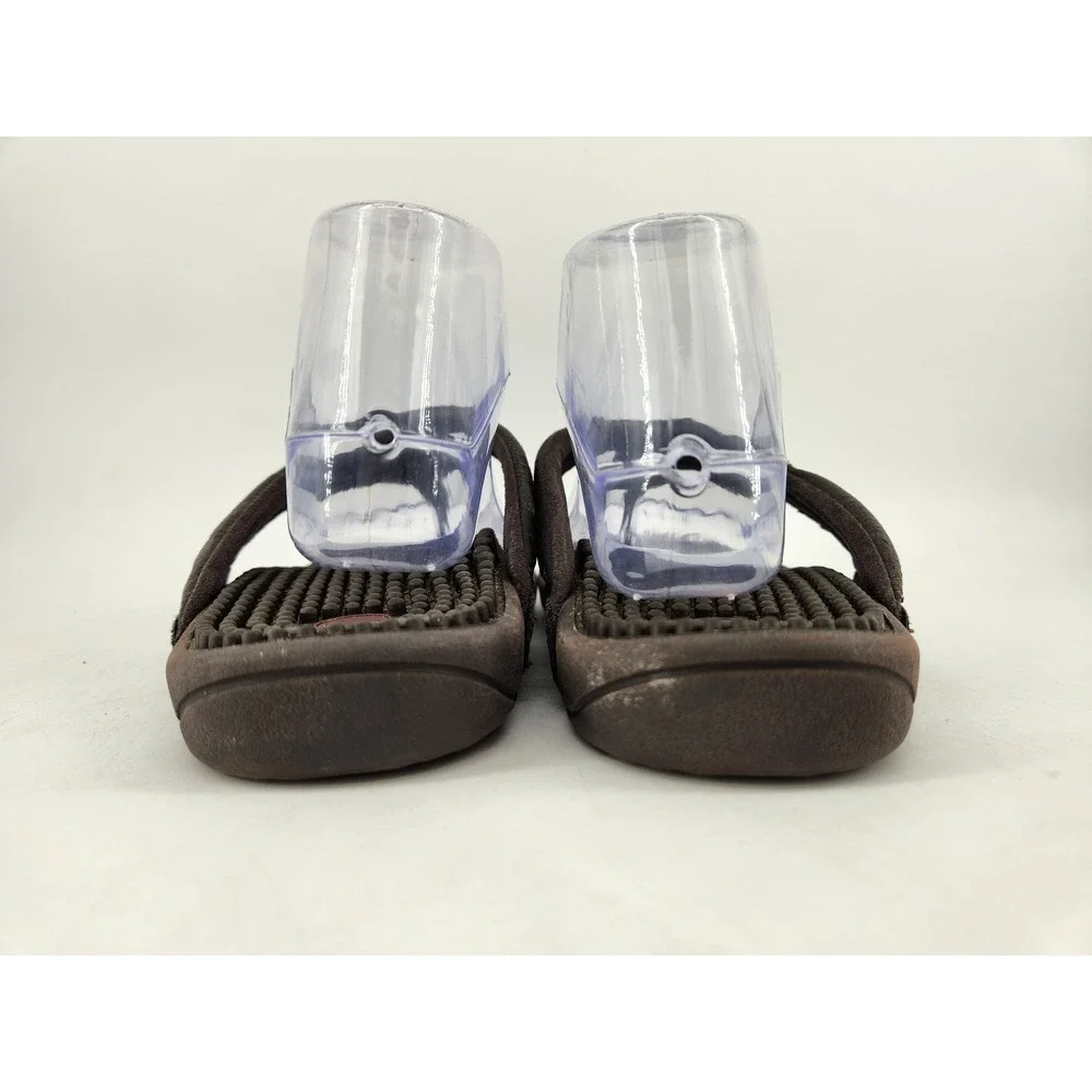 Kenkoh Spirit V Flip Flop Sandals Mens 9 Brown Leather Acupressure Massage 2314